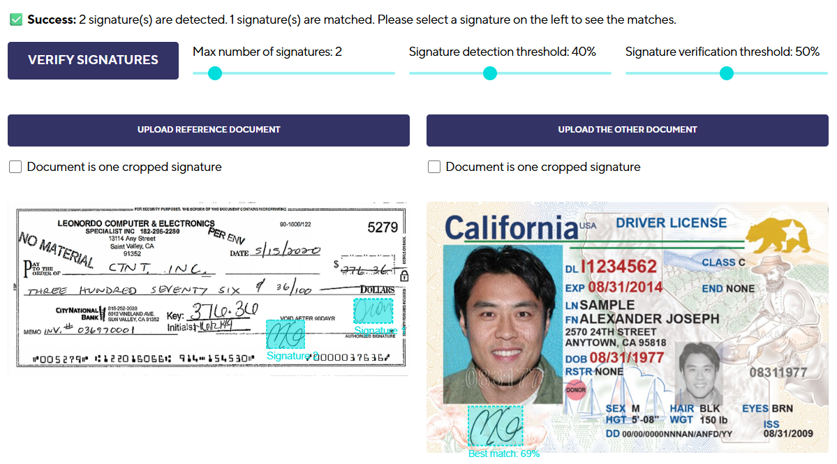 Signature Verification AI demo